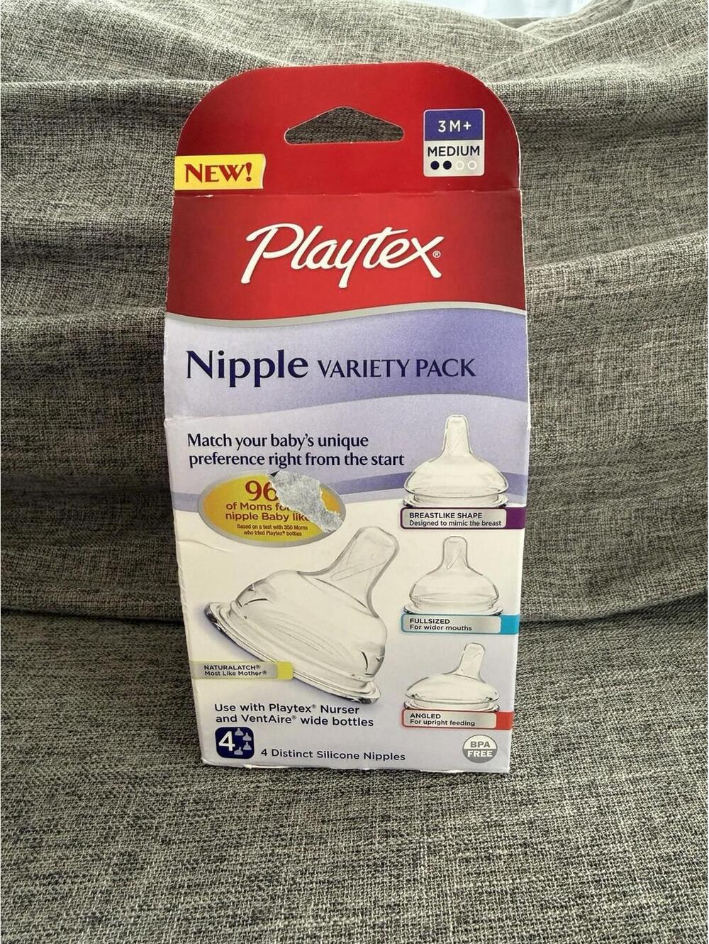 Playtex Nipple Variety Pack Kit Medium 4 Count 3 Months + New